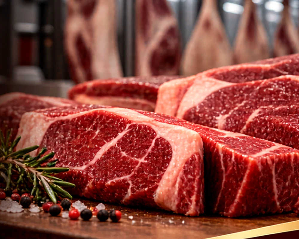 Cortes de carne bovina em apresentação profissional